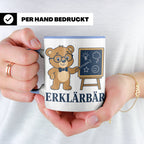 Lehrer Tasse Erklärbär - Lustiges Geschenk für Lehrerin Refe – Blau [farbe:blau]