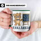 Lehrer Tasse Erklärbär - Lustiges Geschenk für Lehrerin Refe – Grün [farbe:grün]