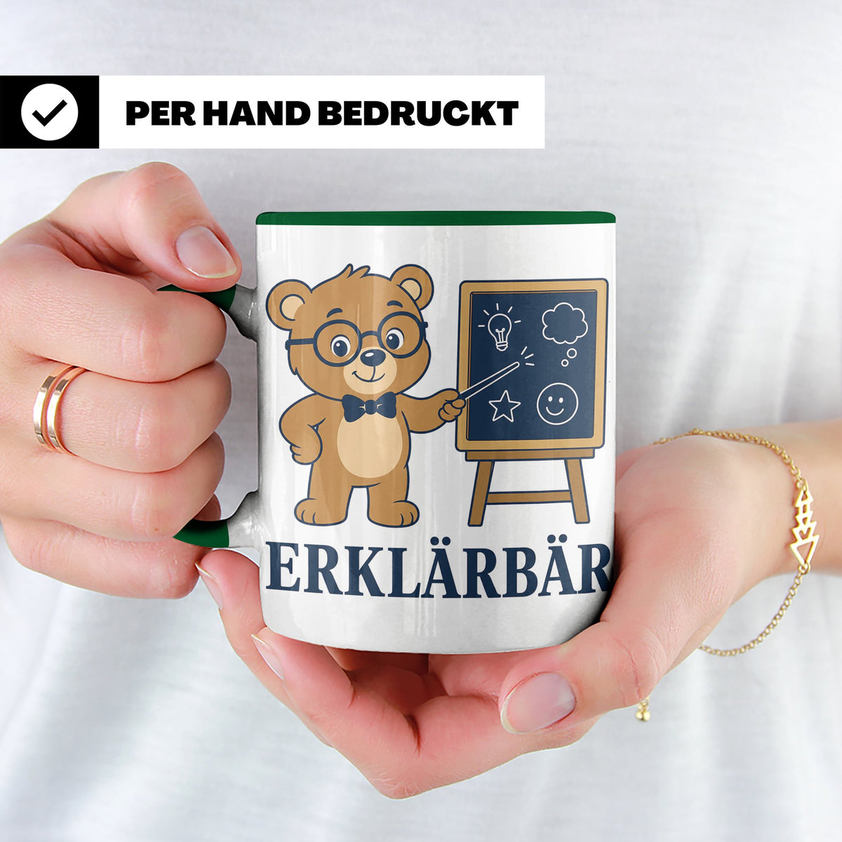 Lehrer Tasse Erklärbär - Lustiges Geschenk für Lehrerin Refe – Grün [farbe:grün]