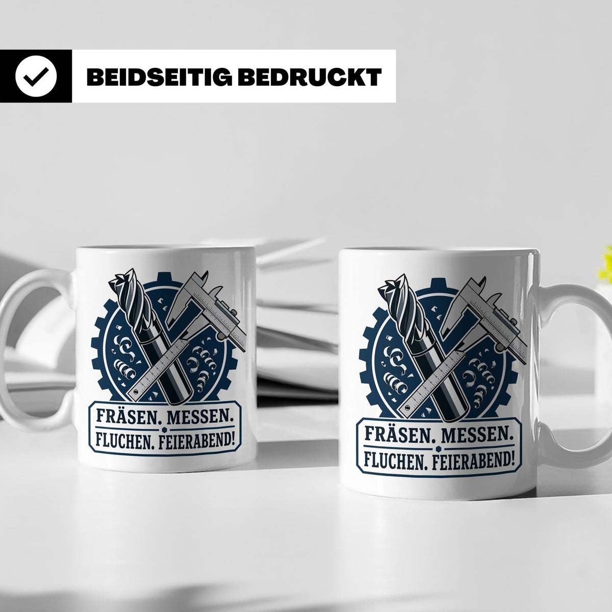 Zerspanungsmechaniker Tasse Fräsen Messen Fluchen Feierabend – Weiß [farbe:weiß]