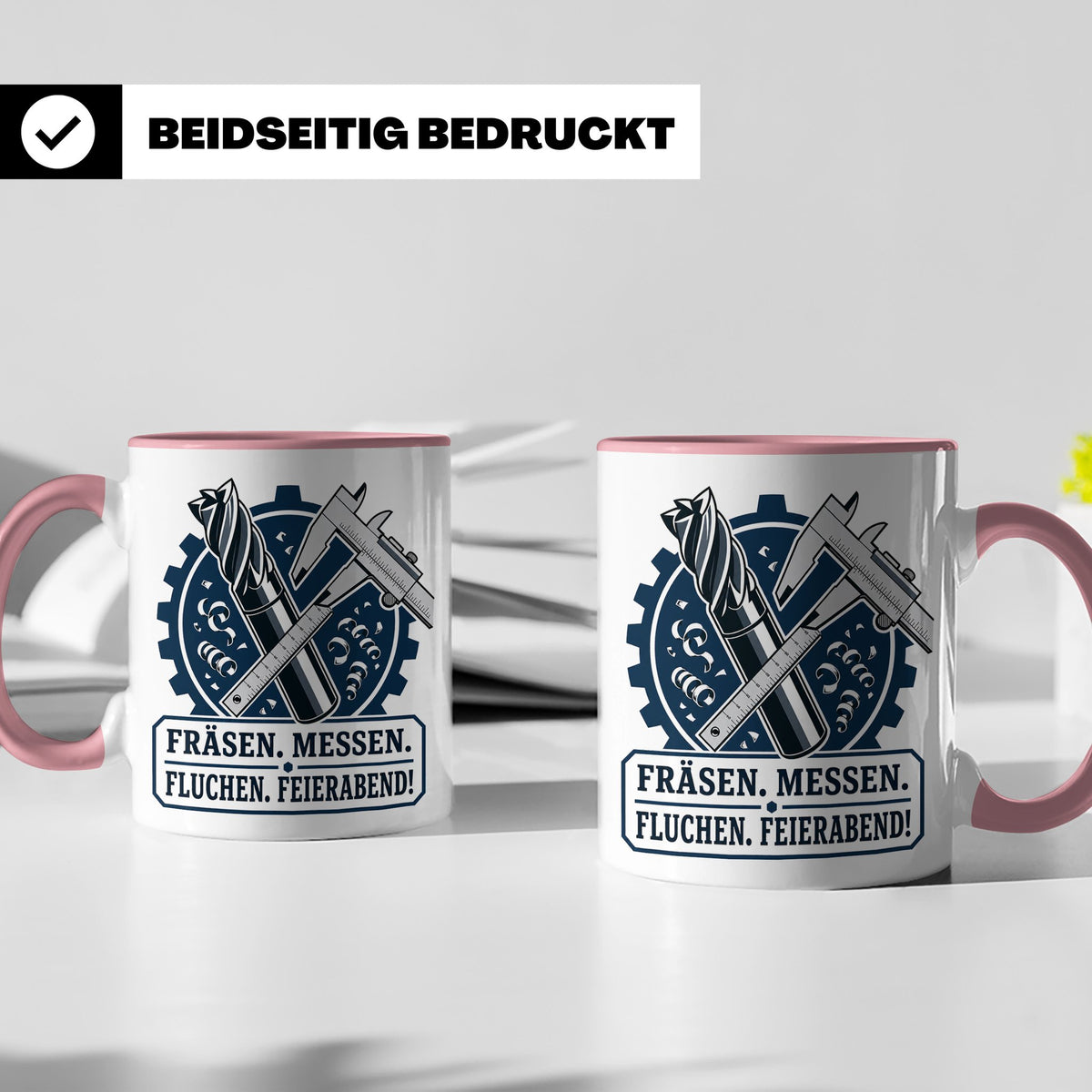 Zerspanungsmechaniker Tasse Fräsen Messen Fluchen Feierabend – Rosa [farbe:rosa]