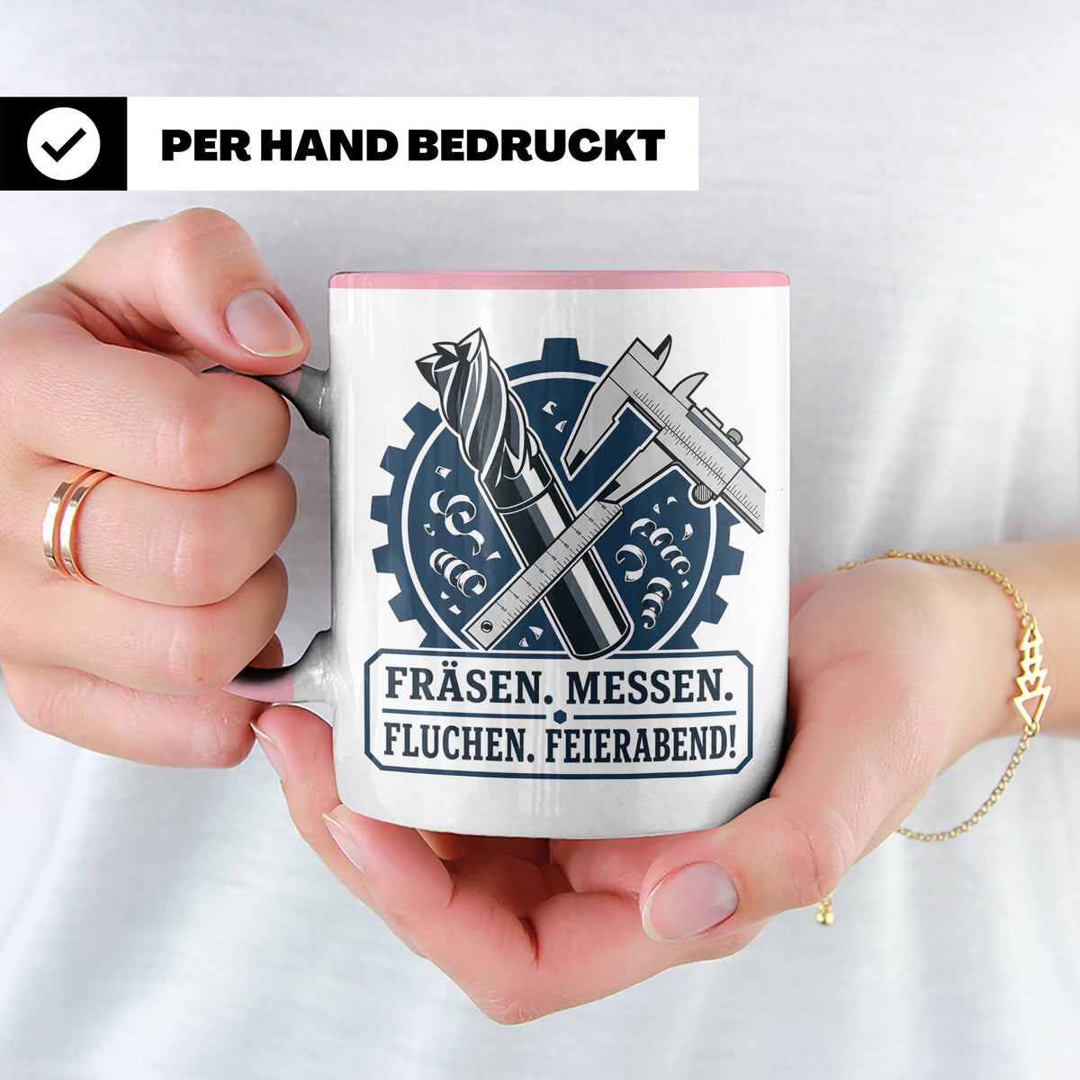 Zerspanungsmechaniker Tasse Fräsen Messen Fluchen Feierabend – Rosa [farbe:rosa]