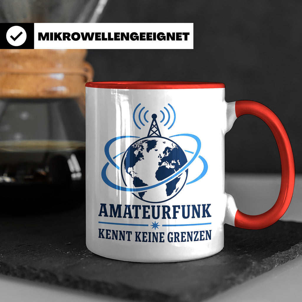 Amateurfunk Tasse Amateurfunk kennt keine Grenzen - Geschenk – Rot [farbe:rot]