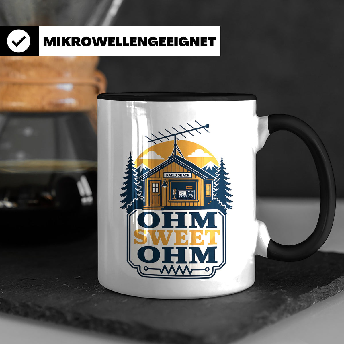 Amateurfunk Tasse Ohm Sweet Ohm - Geschenk für Funkamateur E – Schwarz [farbe:schwarz]