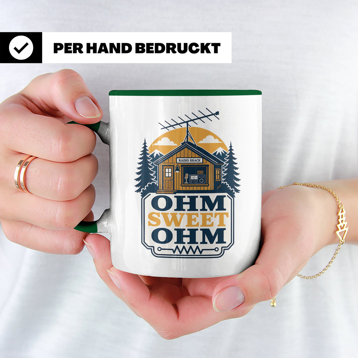Amateurfunk Tasse Ohm Sweet Ohm - Geschenk für Funkamateur E – Grün [farbe:grün]