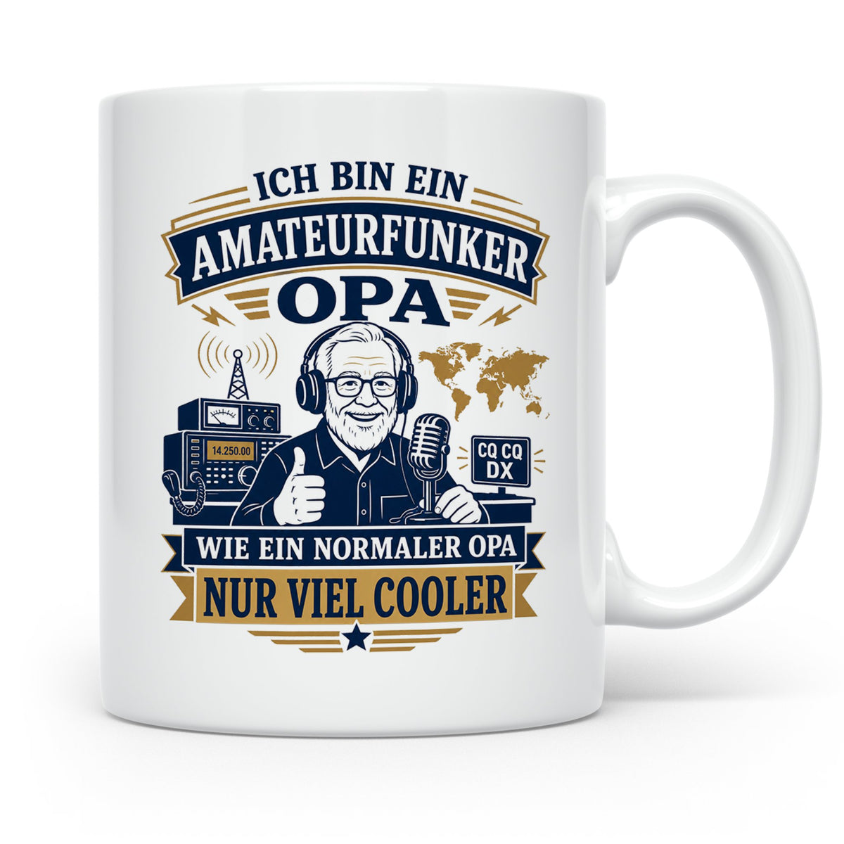 Amateurfunk Tasse Amateurfunker Opa wie ein normaler Opa nur – Weiß [farbe:weiß]