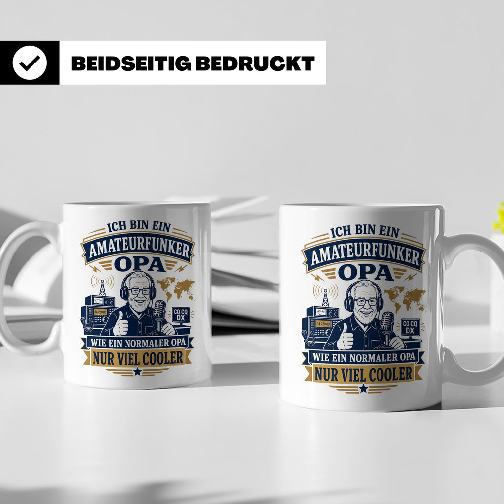 Amateurfunk Tasse Amateurfunker Opa wie ein normaler Opa nur – Weiß [farbe:weiß]