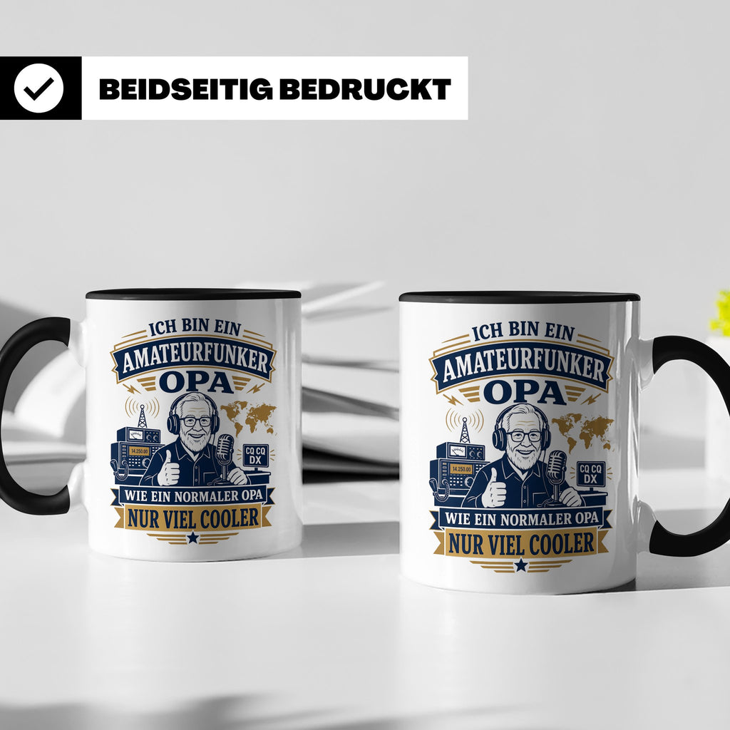 Amateurfunk Tasse Amateurfunker Opa wie ein normaler Opa nur – Schwarz [farbe:schwarz]