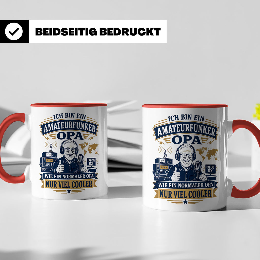 Amateurfunk Tasse Amateurfunker Opa wie ein normaler Opa nur – Rot [farbe:rot]