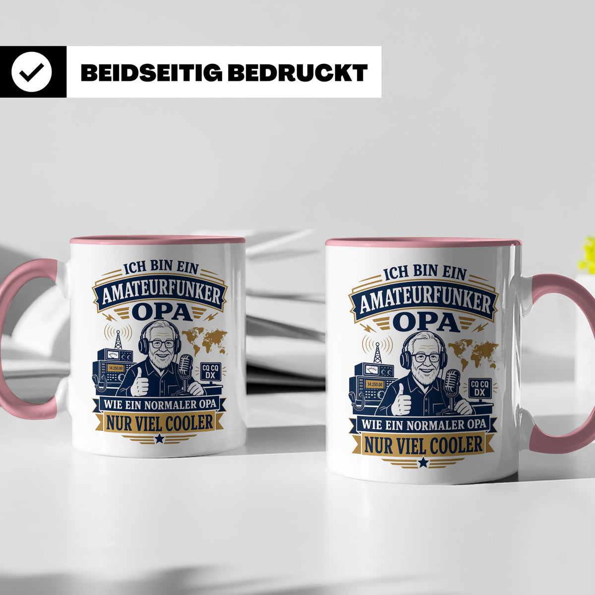 Amateurfunk Tasse Amateurfunker Opa wie ein normaler Opa nur – Rosa [farbe:rosa]