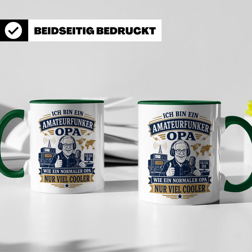 Amateurfunk Tasse Amateurfunker Opa wie ein normaler Opa nur – Grün [farbe:grün]