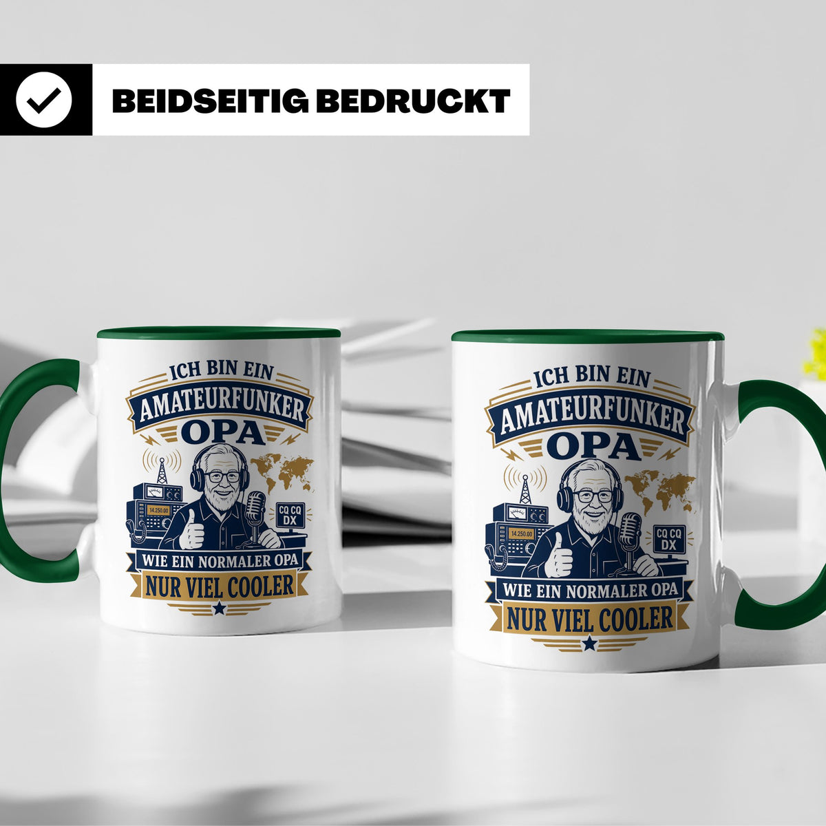 Amateurfunk Tasse Amateurfunker Opa wie ein normaler Opa nur – Grün [farbe:grün]