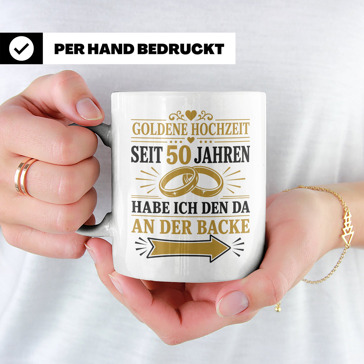 Goldene Hochzeit Tasse Seit 50 Jahren habe ich den da an der – Weiß [farbe:weiß]