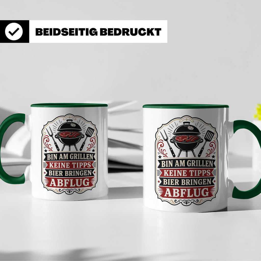 Grill Tasse Bin am Grillen keine Tipps Bier bringen Abflug - – Grün [farbe:grün]