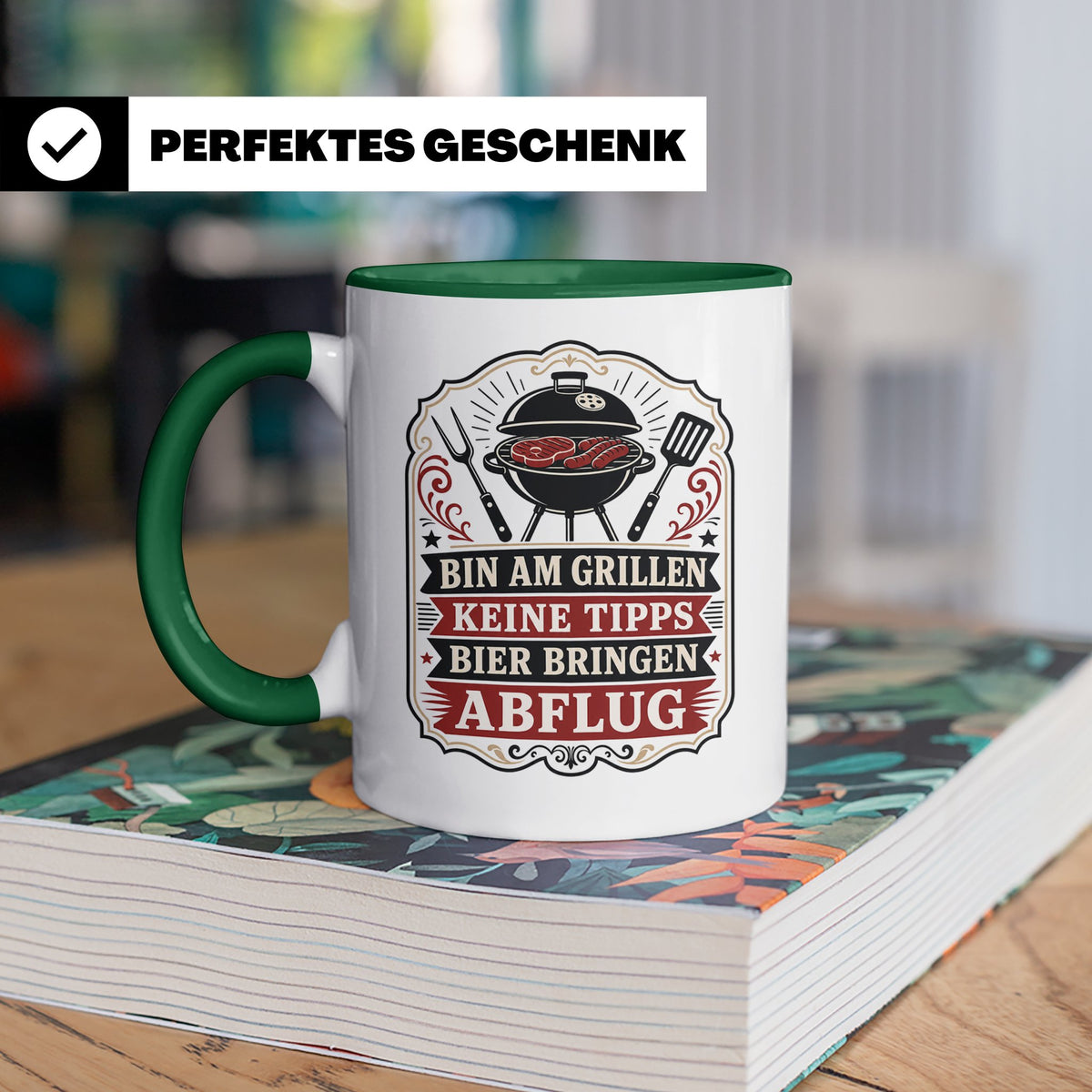 Grill Tasse Bin am Grillen keine Tipps Bier bringen Abflug - – Grün [farbe:grün]