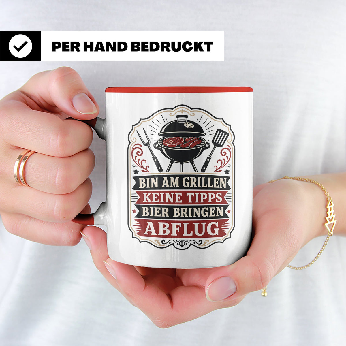 Grill Tasse Bin am Grillen keine Tipps Bier bringen Abflug - – Rot [farbe:rot]