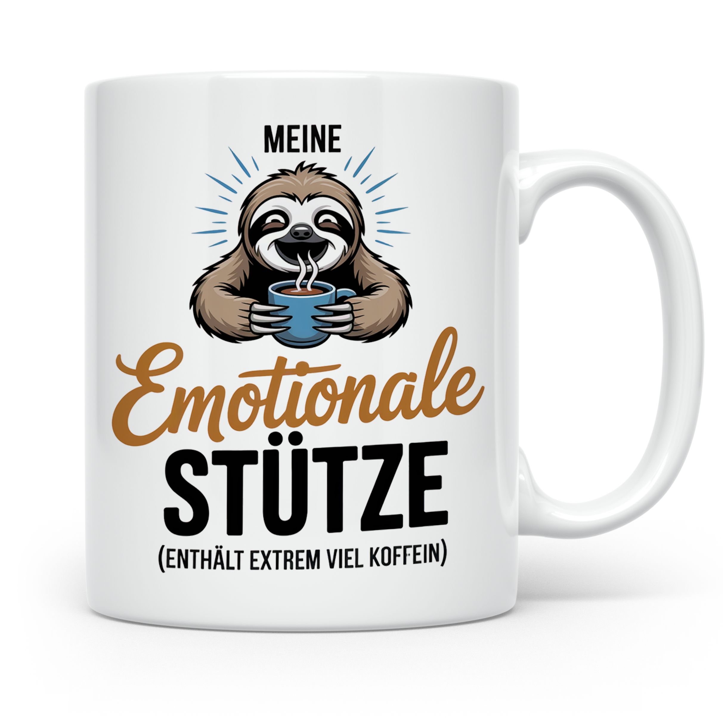Faultier Tasse Meine Emotionale Stütze Kaffee Koffein Junkie – Weiß [farbe:weiß]