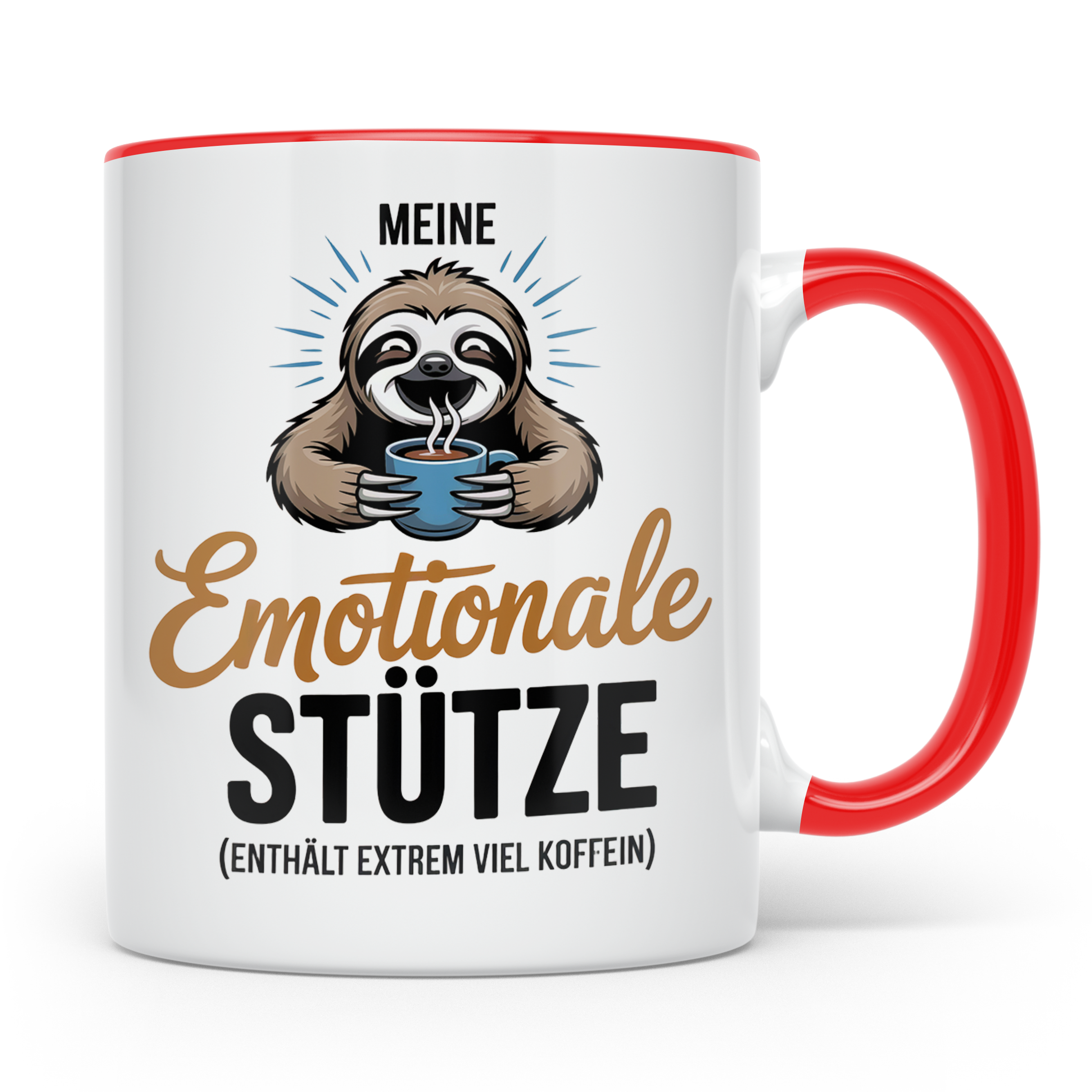 Faultier Tasse Meine Emotionale Stütze Kaffee Koffein Junkie – Rot [farbe:rot]