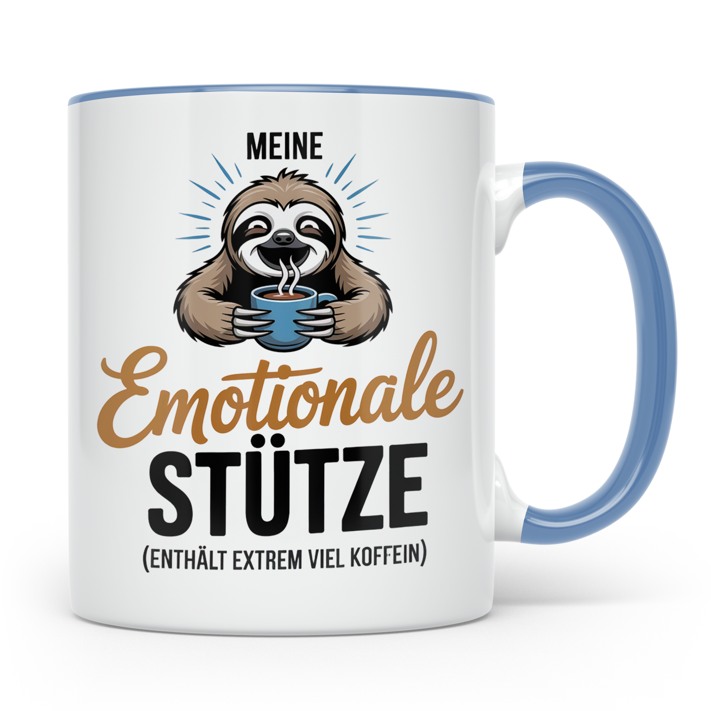 Faultier Tasse Meine Emotionale Stütze Kaffee Koffein Junkie – Blau [farbe:blau]