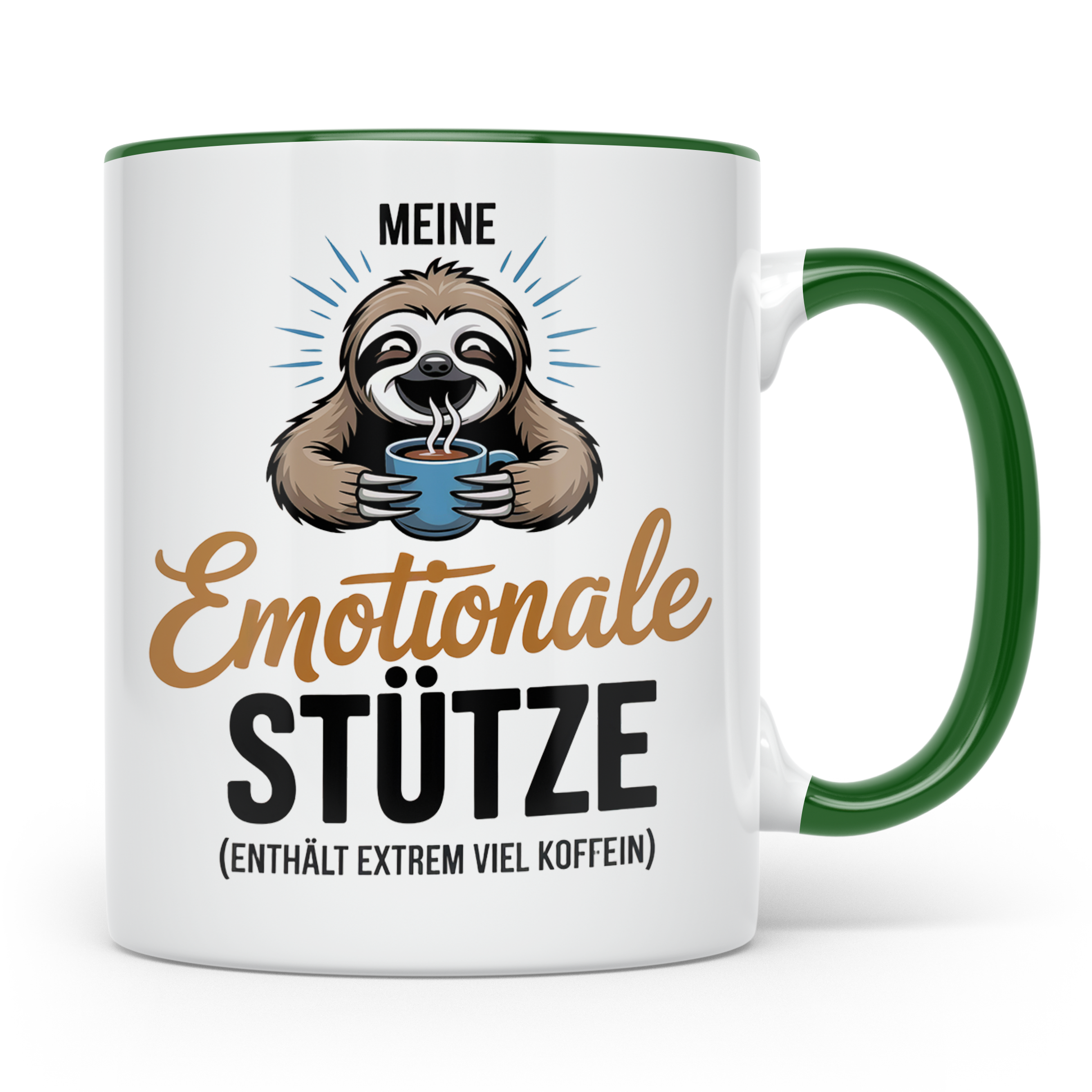 Faultier Tasse Meine Emotionale Stütze Kaffee Koffein Junkie – Grün [farbe:grün]