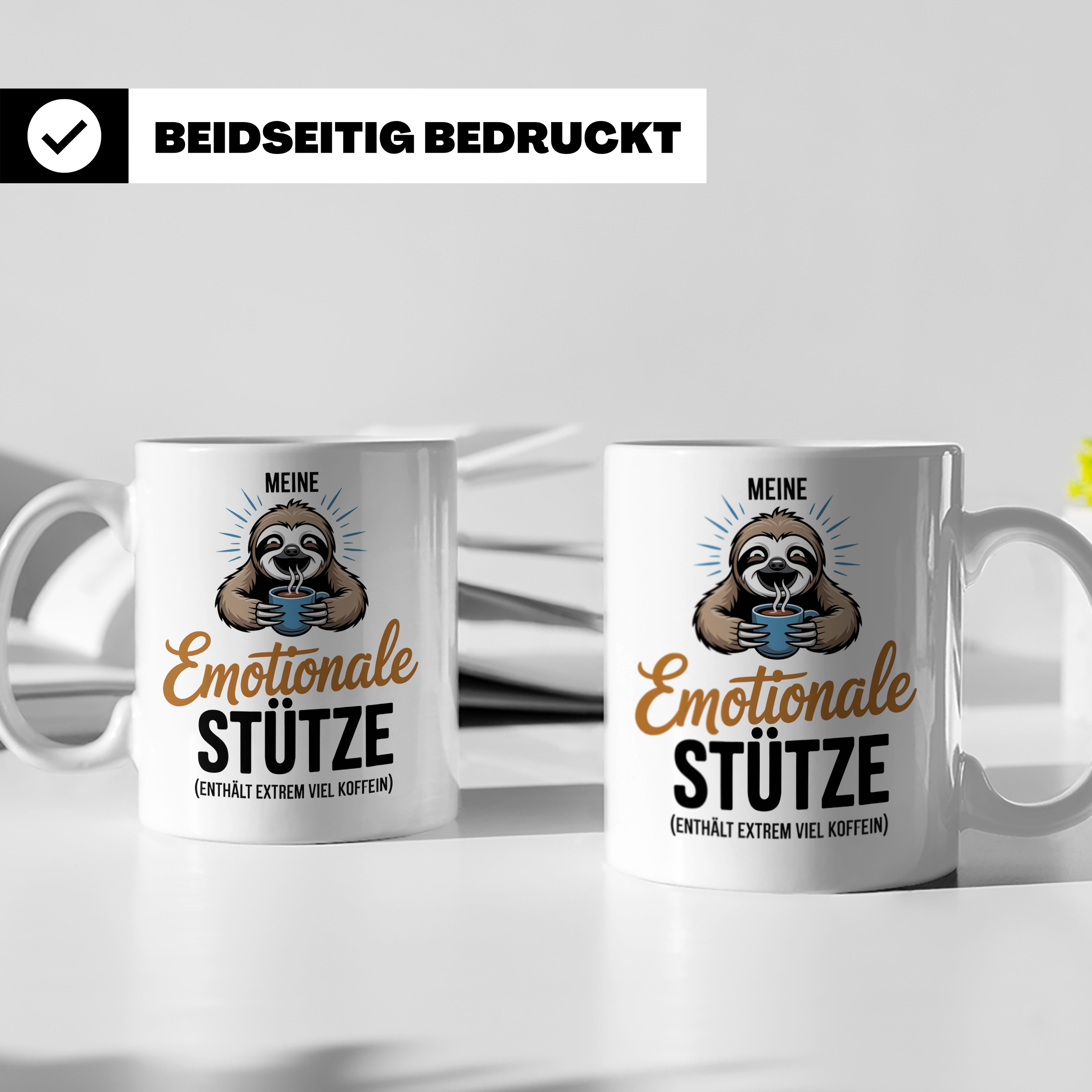 Faultier Tasse Meine Emotionale Stütze Kaffee Koffein Junkie – Weiß [farbe:weiß]
