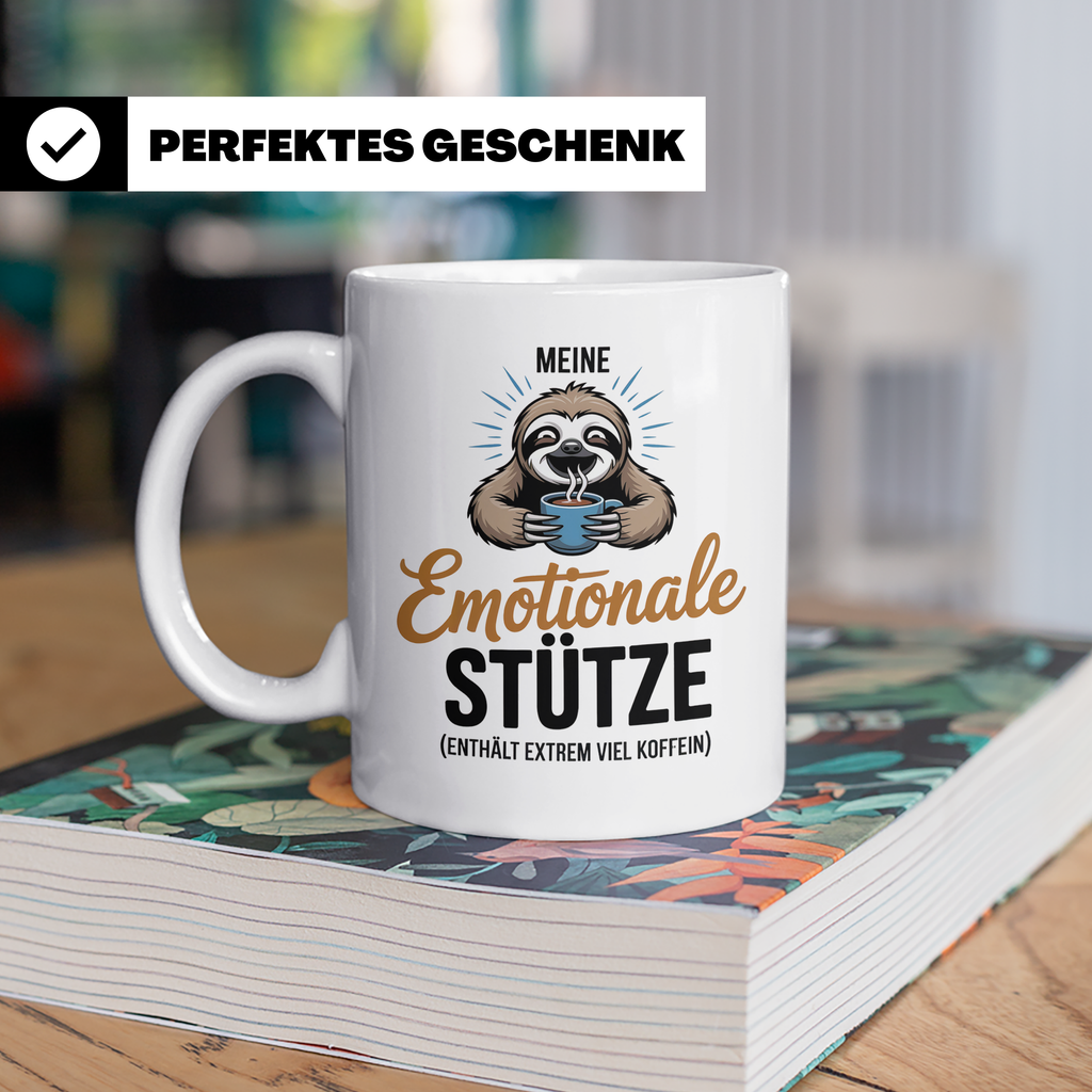 Faultier Tasse Meine Emotionale Stütze Kaffee Koffein Junkie – Weiß [farbe:weiß]