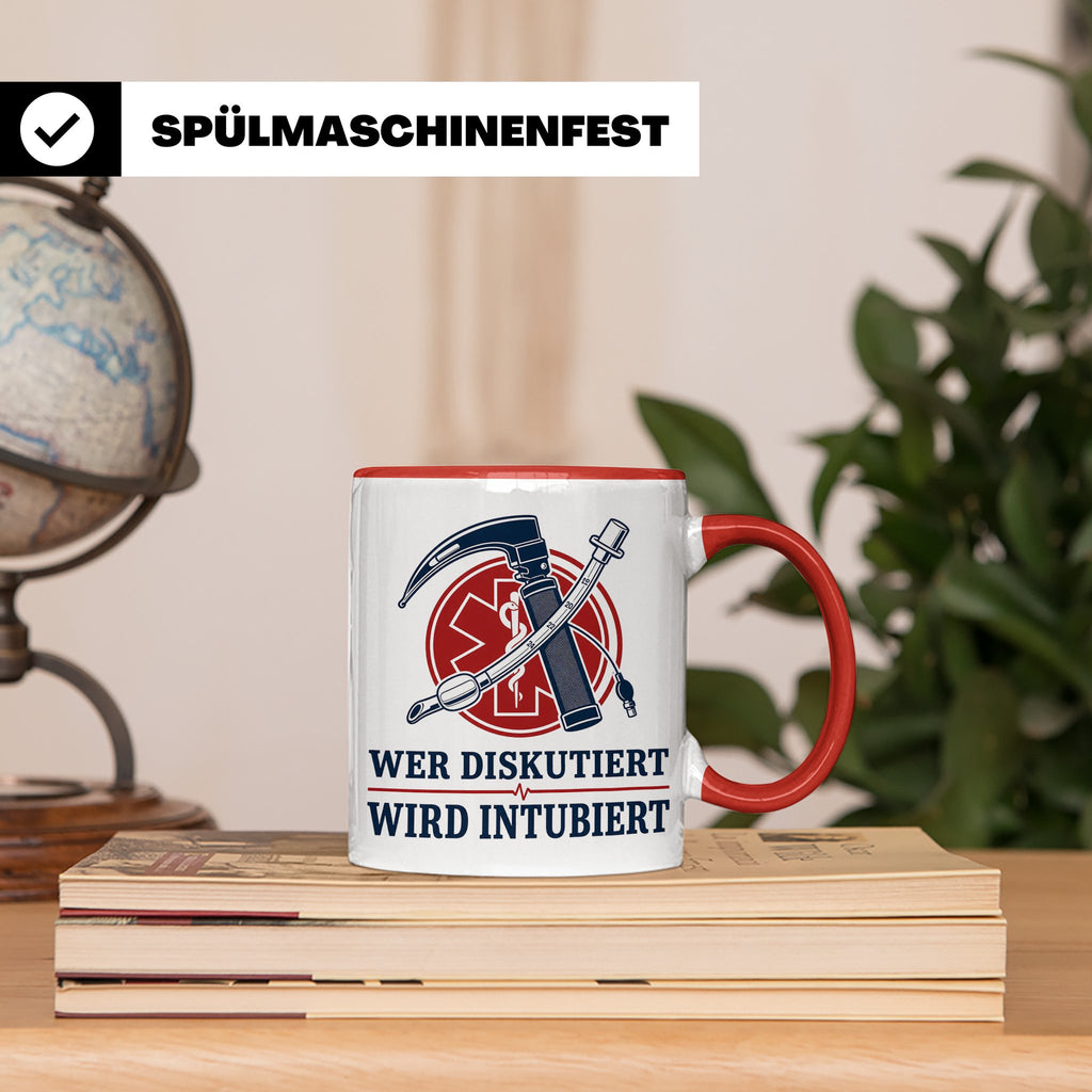 Anästhesie Tasse Wer diskutiert wird intubiert - Lustiges Ge – Rot [farbe:rot]