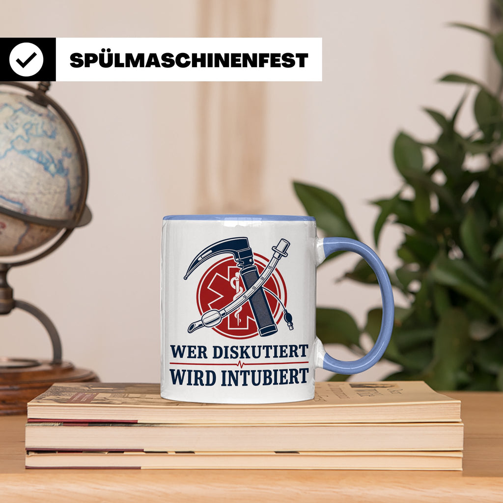 Anästhesie Tasse Wer diskutiert wird intubiert - Lustiges Ge – Blau [farbe:blau]
