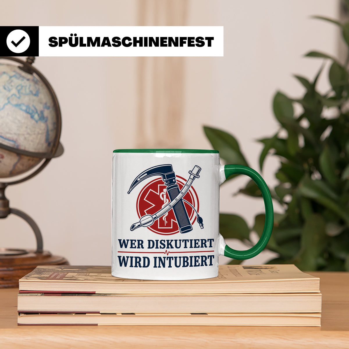 Anästhesie Tasse Wer diskutiert wird intubiert - Lustiges Ge – Grün [farbe:grün]