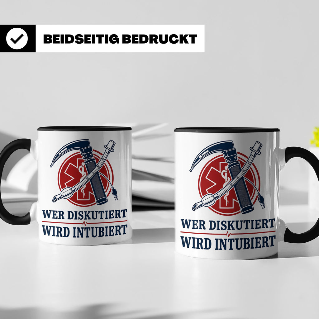 Anästhesie Tasse Wer diskutiert wird intubiert - Lustiges Ge – Schwarz [farbe:schwarz]