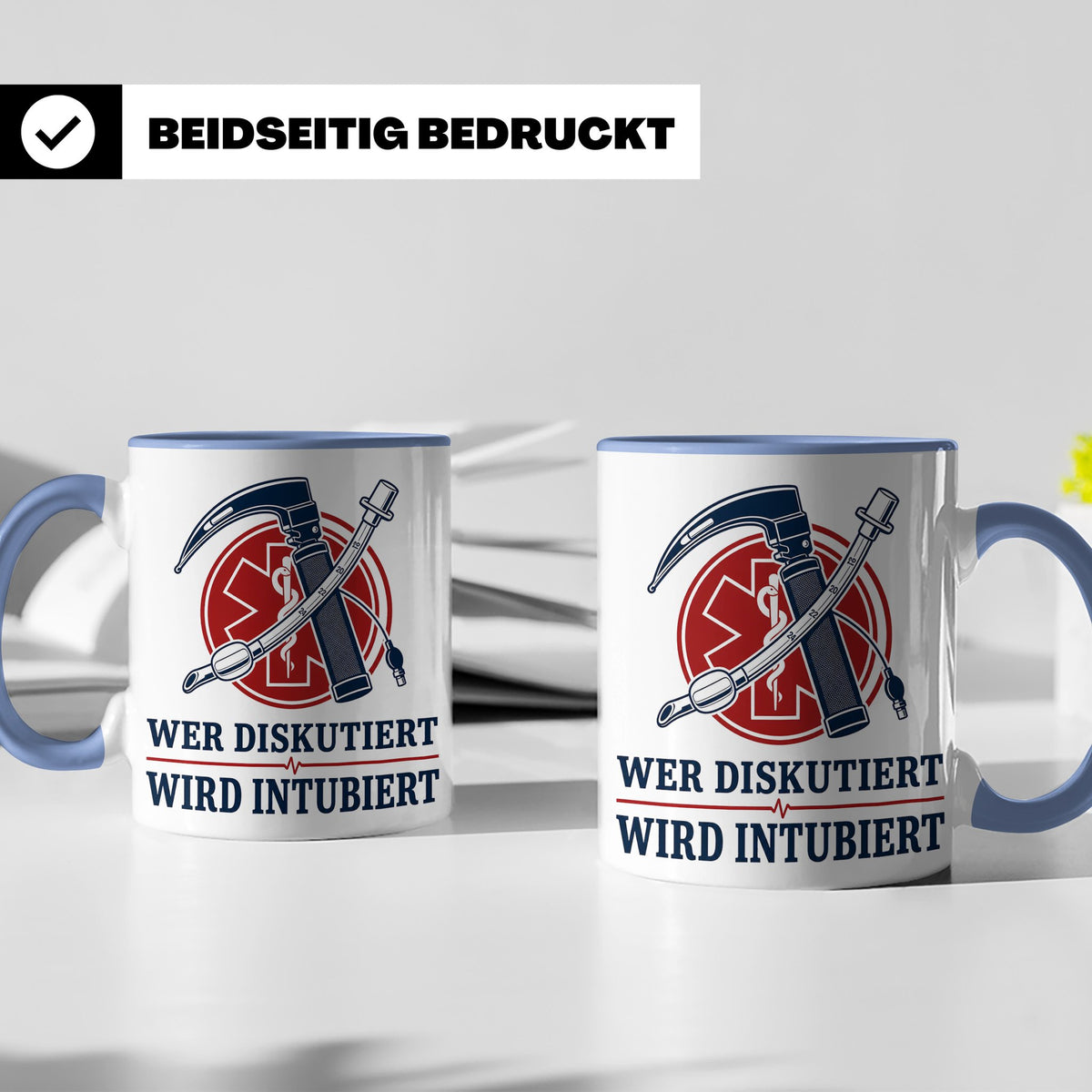 Anästhesie Tasse Wer diskutiert wird intubiert - Lustiges Ge – Blau [farbe:blau]