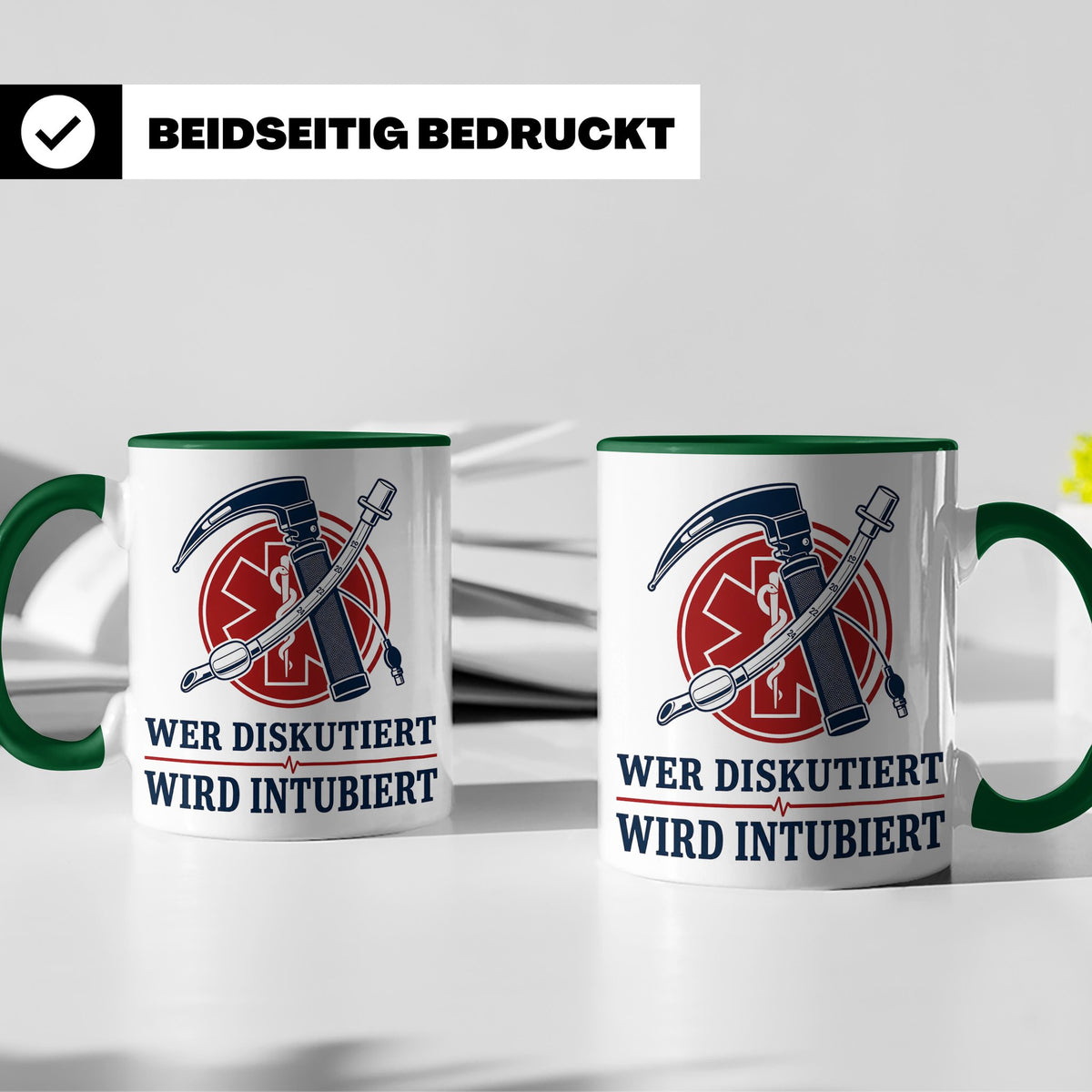 Anästhesie Tasse Wer diskutiert wird intubiert - Lustiges Ge – Grün [farbe:grün]