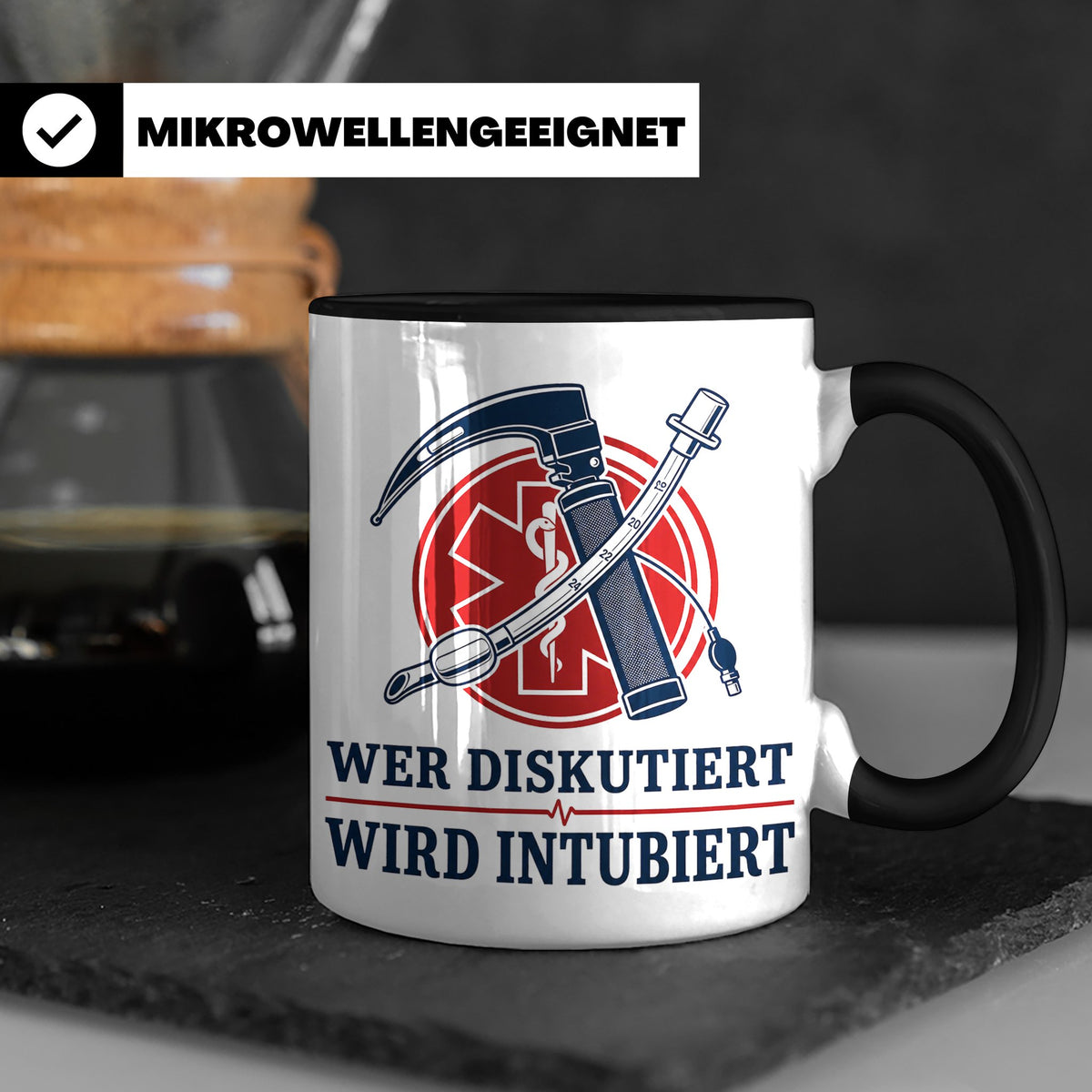 Anästhesie Tasse Wer diskutiert wird intubiert - Lustiges Ge – Schwarz [farbe:schwarz]