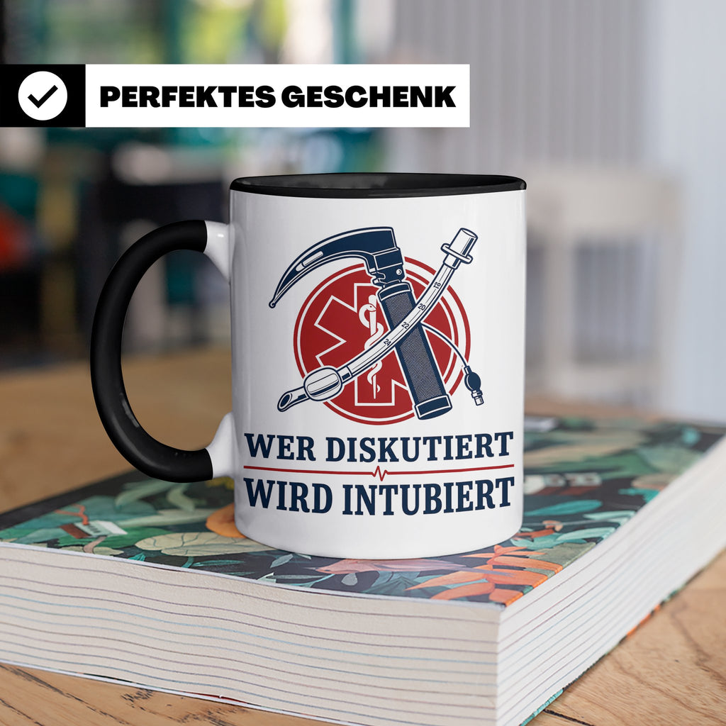 Anästhesie Tasse Wer diskutiert wird intubiert - Lustiges Ge – Schwarz [farbe:schwarz]