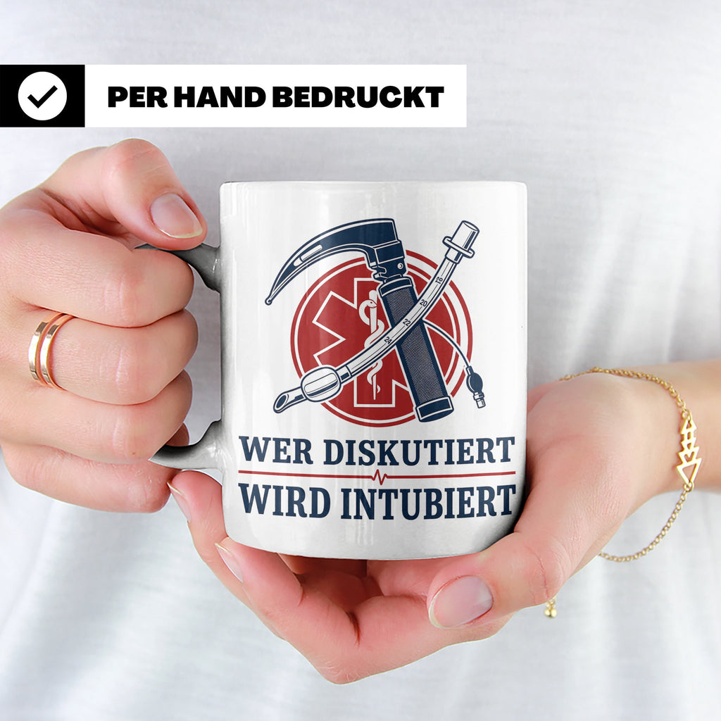 Anästhesie Tasse Wer diskutiert wird intubiert - Lustiges Ge – Weiß [farbe:weiß]