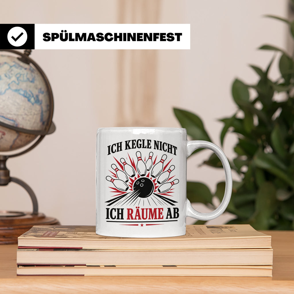 Kegeln Tasse Ich kegle nicht ich räume ab - Lustiges Geschen – Weiß [farbe:weiß]