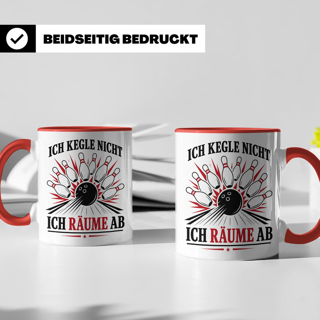 Kegeln Tasse Ich kegle nicht ich räume ab - Lustiges Geschen – Rot [farbe:rot]
