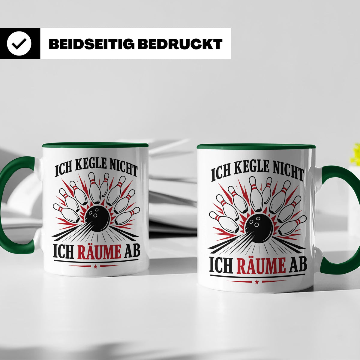 Kegeln Tasse Ich kegle nicht ich räume ab - Lustiges Geschen – Grün [farbe:grün]