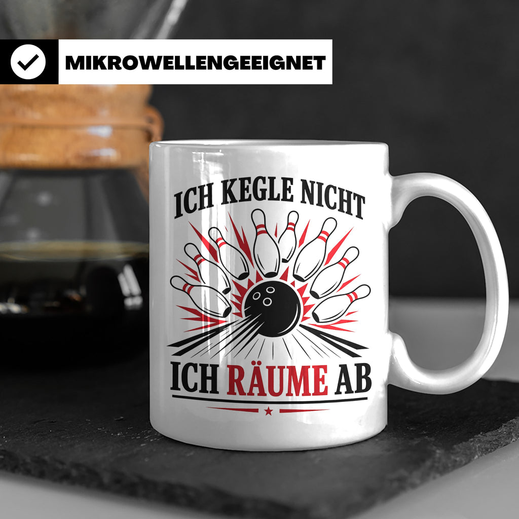 Kegeln Tasse Ich kegle nicht ich räume ab - Lustiges Geschen – Weiß [farbe:weiß]