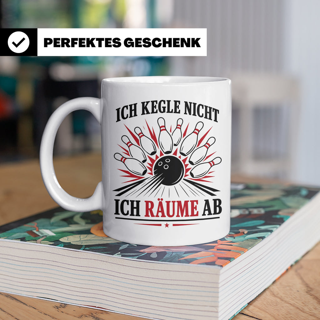 Kegeln Tasse Ich kegle nicht ich räume ab - Lustiges Geschen – Weiß [farbe:weiß]