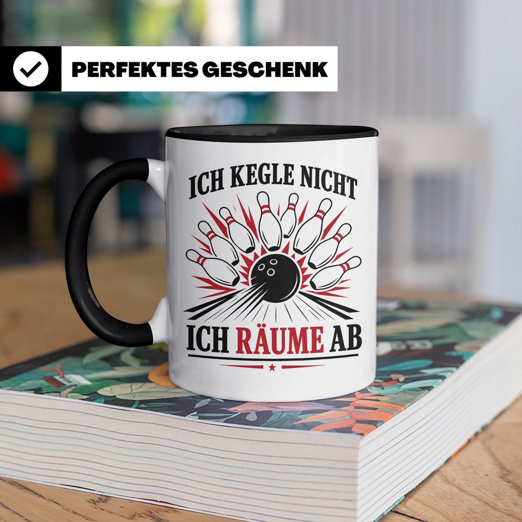 Kegeln Tasse Ich kegle nicht ich räume ab - Lustiges Geschen – Schwarz [farbe:schwarz]