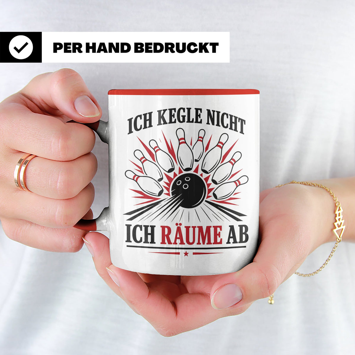 Kegeln Tasse Ich kegle nicht ich räume ab - Lustiges Geschen – Rot [farbe:rot]