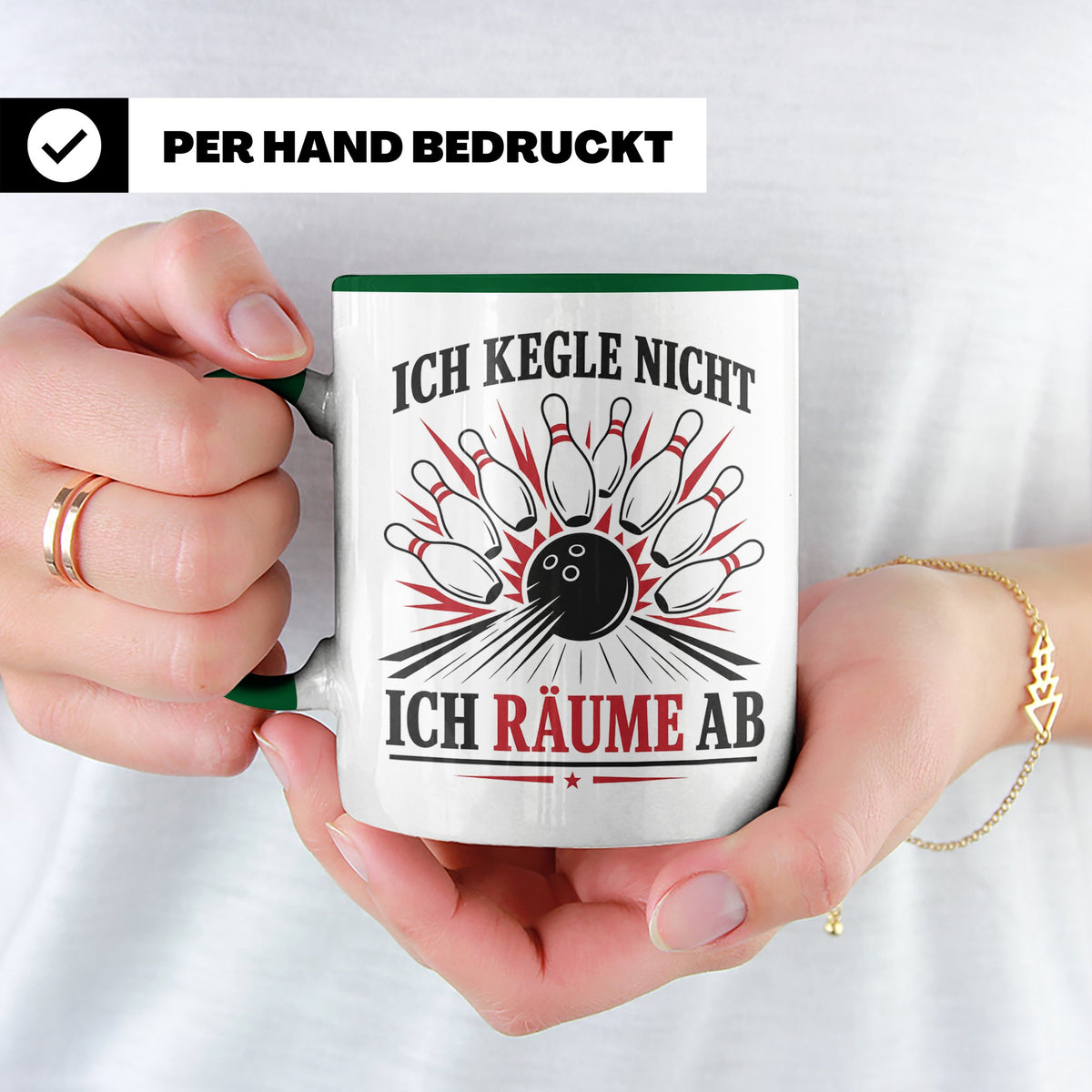 Kegeln Tasse Ich kegle nicht ich räume ab - Lustiges Geschen – Grün [farbe:grün]