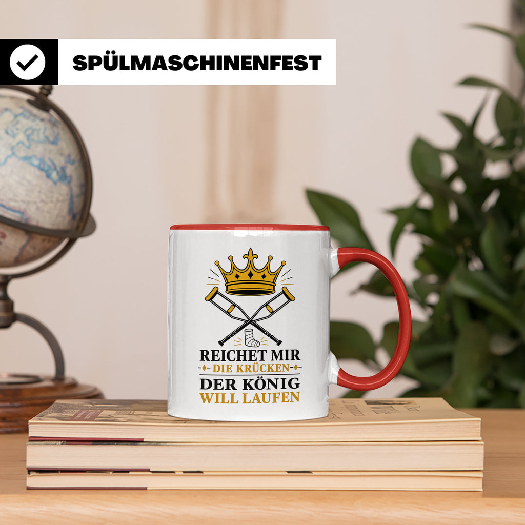 Gute Besserung Tasse Reichet mir die Krücken - Lustiges Gesc – Rot [farbe:rot]