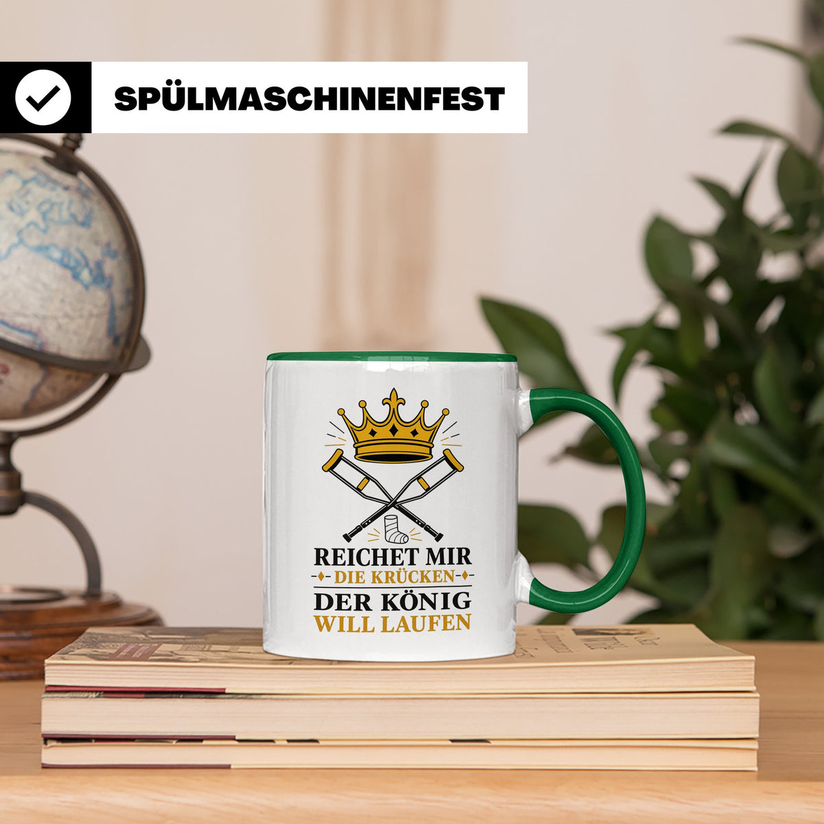 Gute Besserung Tasse Reichet mir die Krücken - Lustiges Gesc – Grün [farbe:grün]