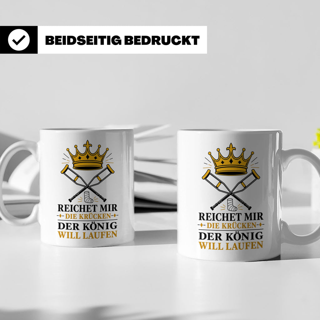 Gute Besserung Tasse Reichet mir die Krücken - Lustiges Gesc – Weiß [farbe:weiß]