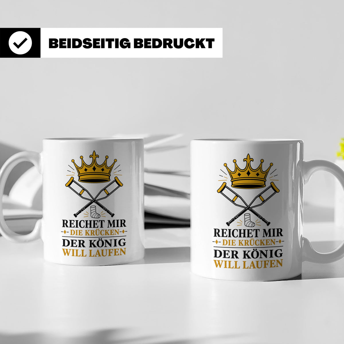 Gute Besserung Tasse Reichet mir die Krücken - Lustiges Gesc – Weiß [farbe:weiß]