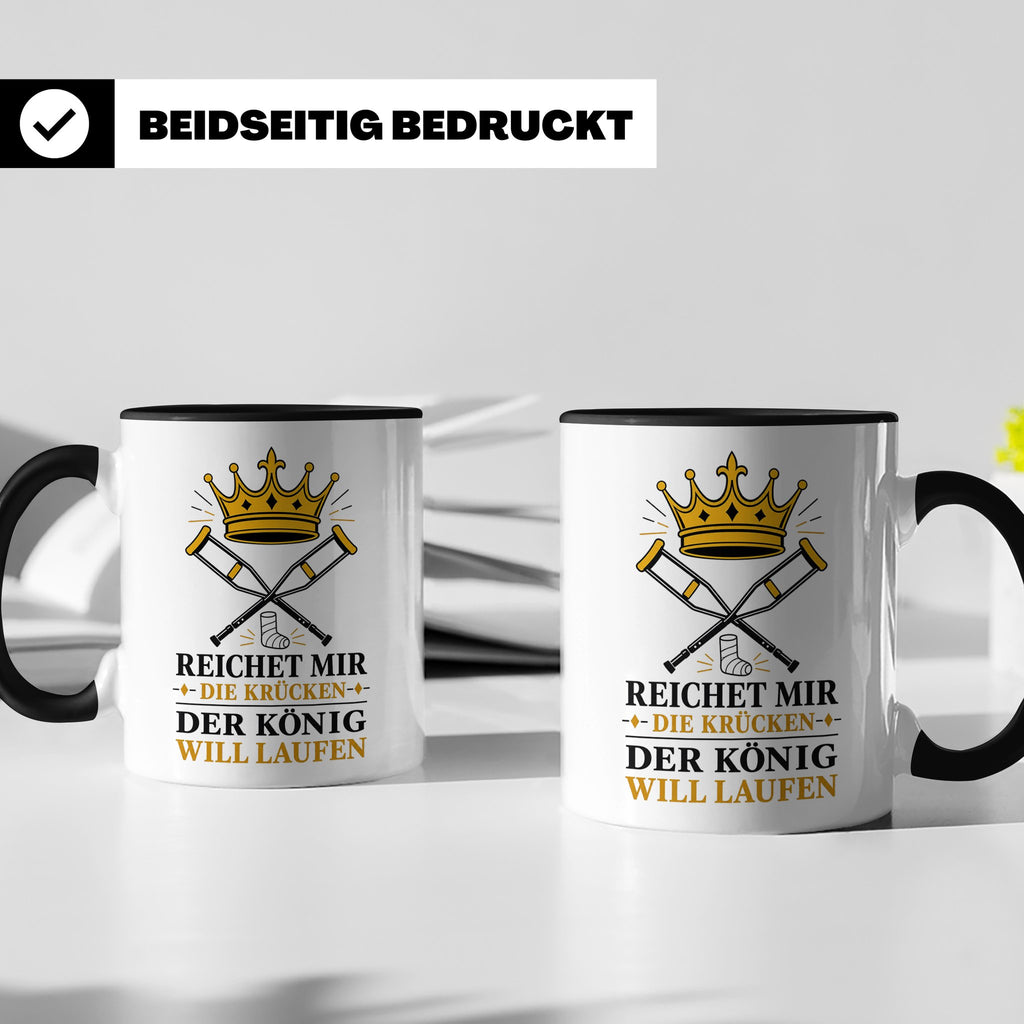 Gute Besserung Tasse Reichet mir die Krücken - Lustiges Gesc – Schwarz [farbe:schwarz]