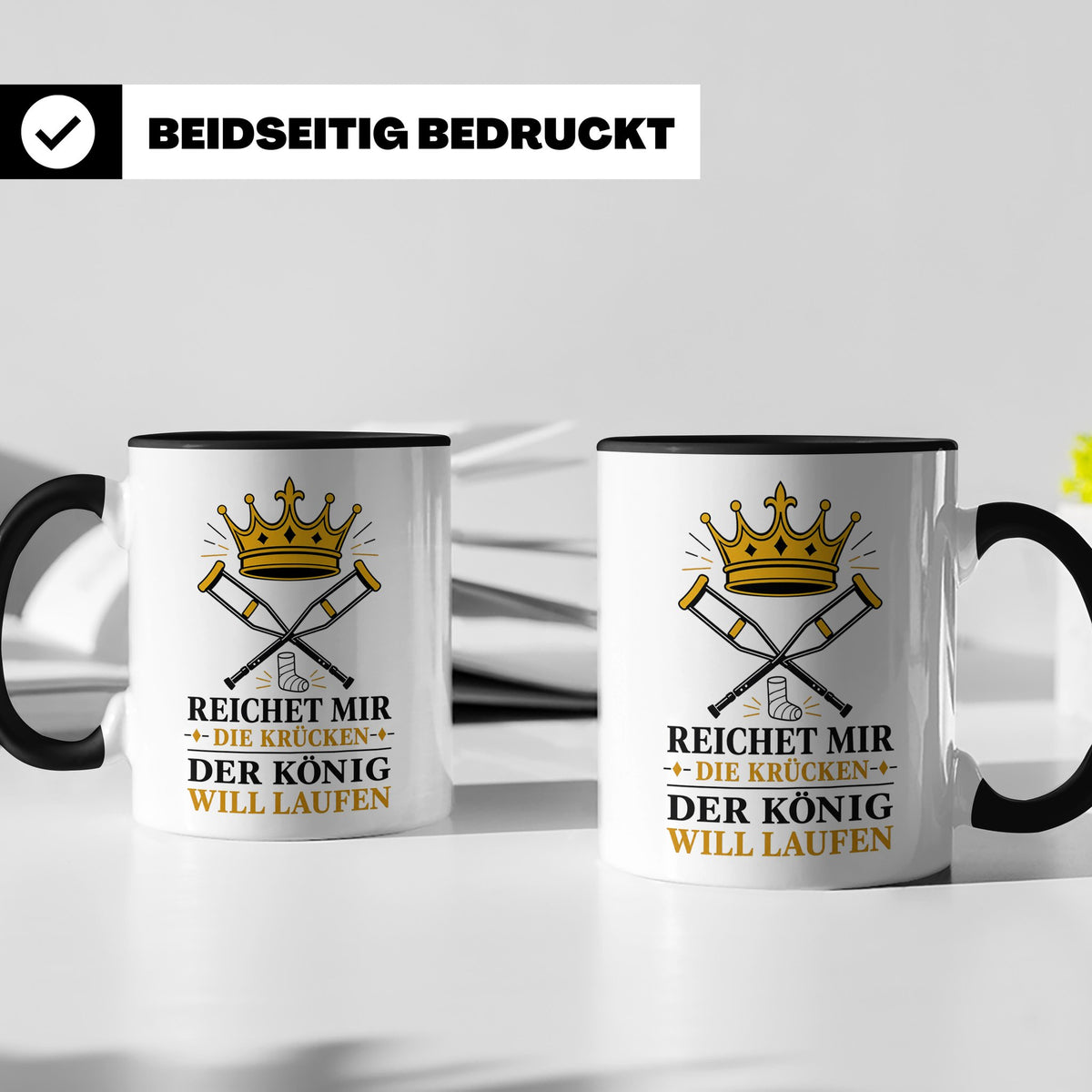 Gute Besserung Tasse Reichet mir die Krücken - Lustiges Gesc – Schwarz [farbe:schwarz]