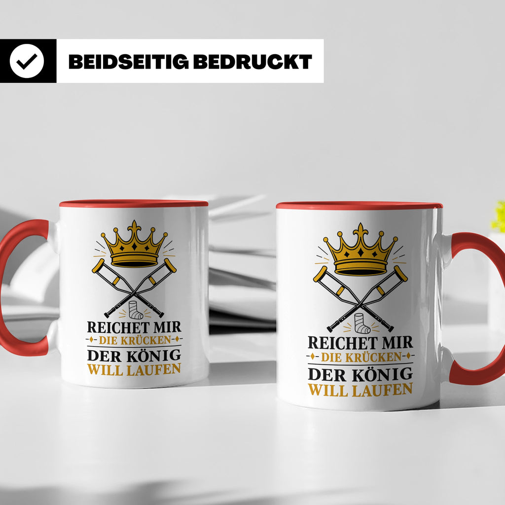 Gute Besserung Tasse Reichet mir die Krücken - Lustiges Gesc – Rot [farbe:rot]